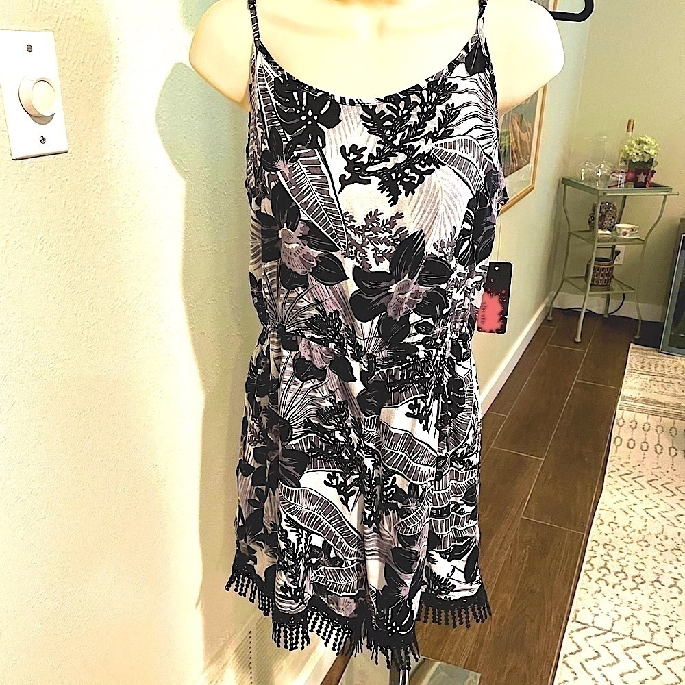 Shosho Black Fringe Romper Large